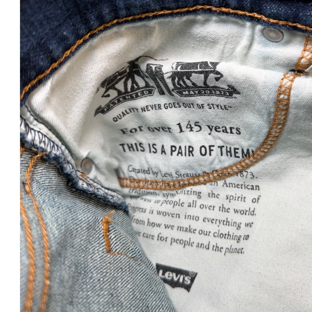 Levi's 513 Slim Straight‎ Jeans Mens 38x30 Dark Wash Blue Denim Pants - Picture 4 of 8